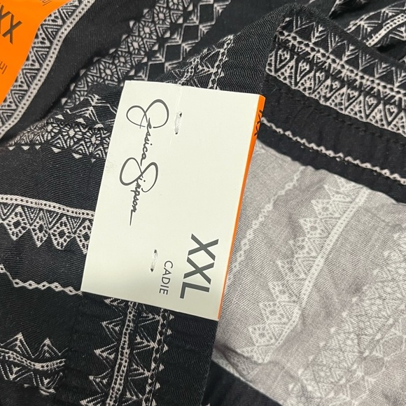 Nwot Jessica Simpson XXL Cadie Black Beige Cropped Palazzo Festival Casual Pants - Picture 6 of 12